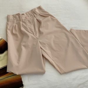 High waisted pleated pastel pink cropped pants